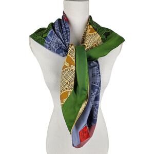 ERFURT TUCHER WOMEN'S 100% SILK SCARF RED/BLUE/YELLOW/GREEN PAISLEY PATTERNS